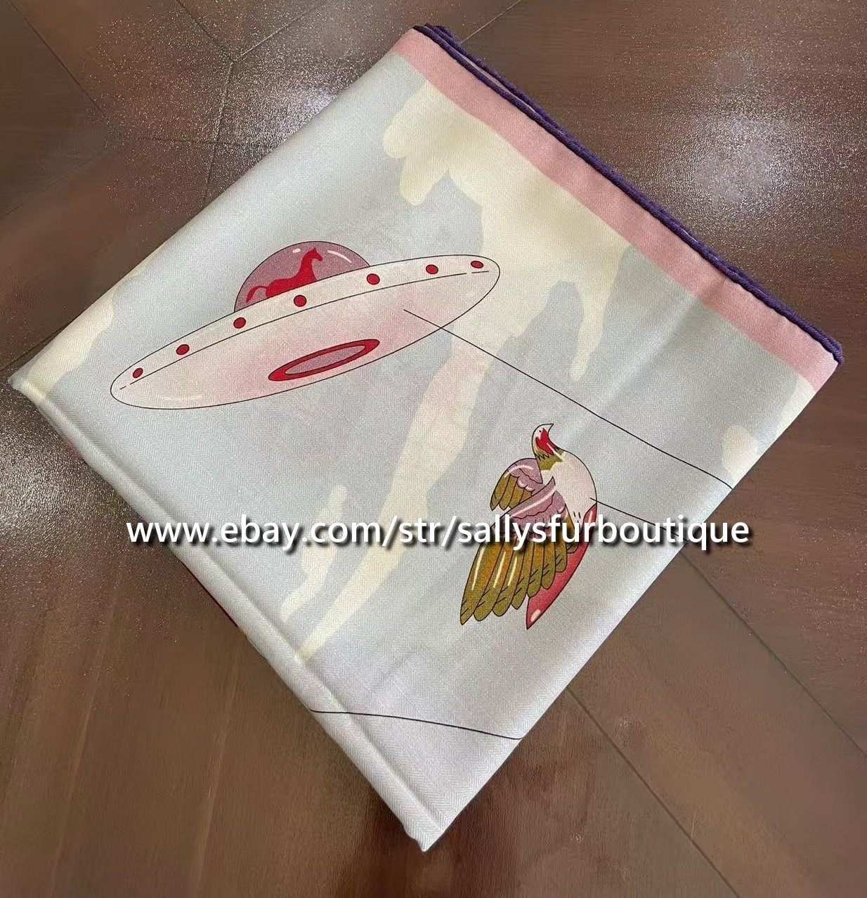 Boutique 70% Cashmere 30% Silk Wrap Scarf Parade Print 2 Face Shawl 53″