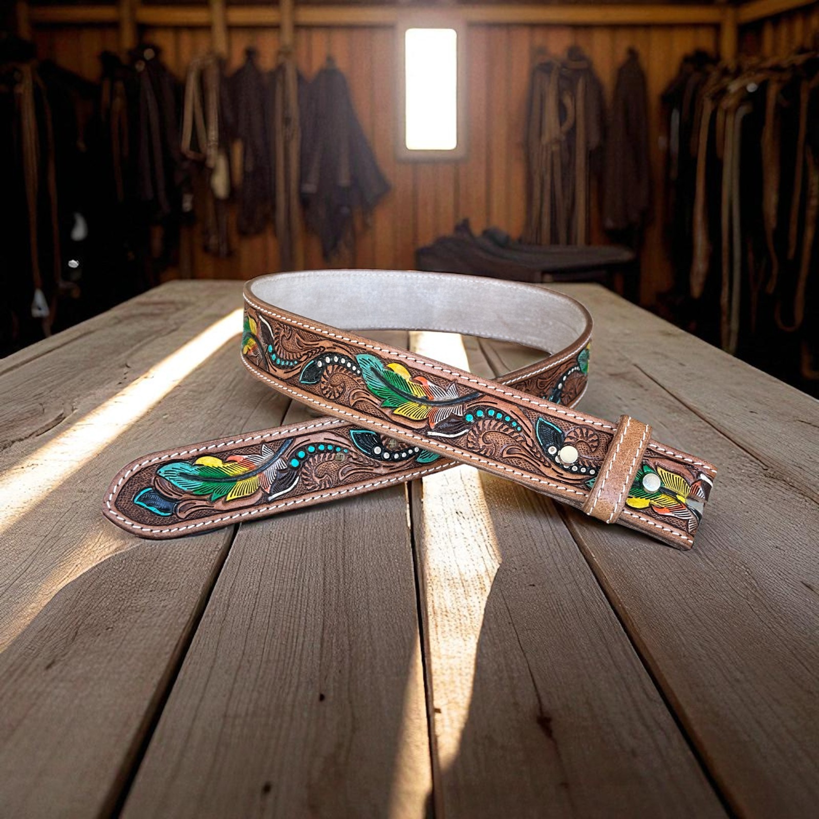 Full Grain Leather Men’s Western Belt Cowboy Rodeo Heavy Duty Without Buckle