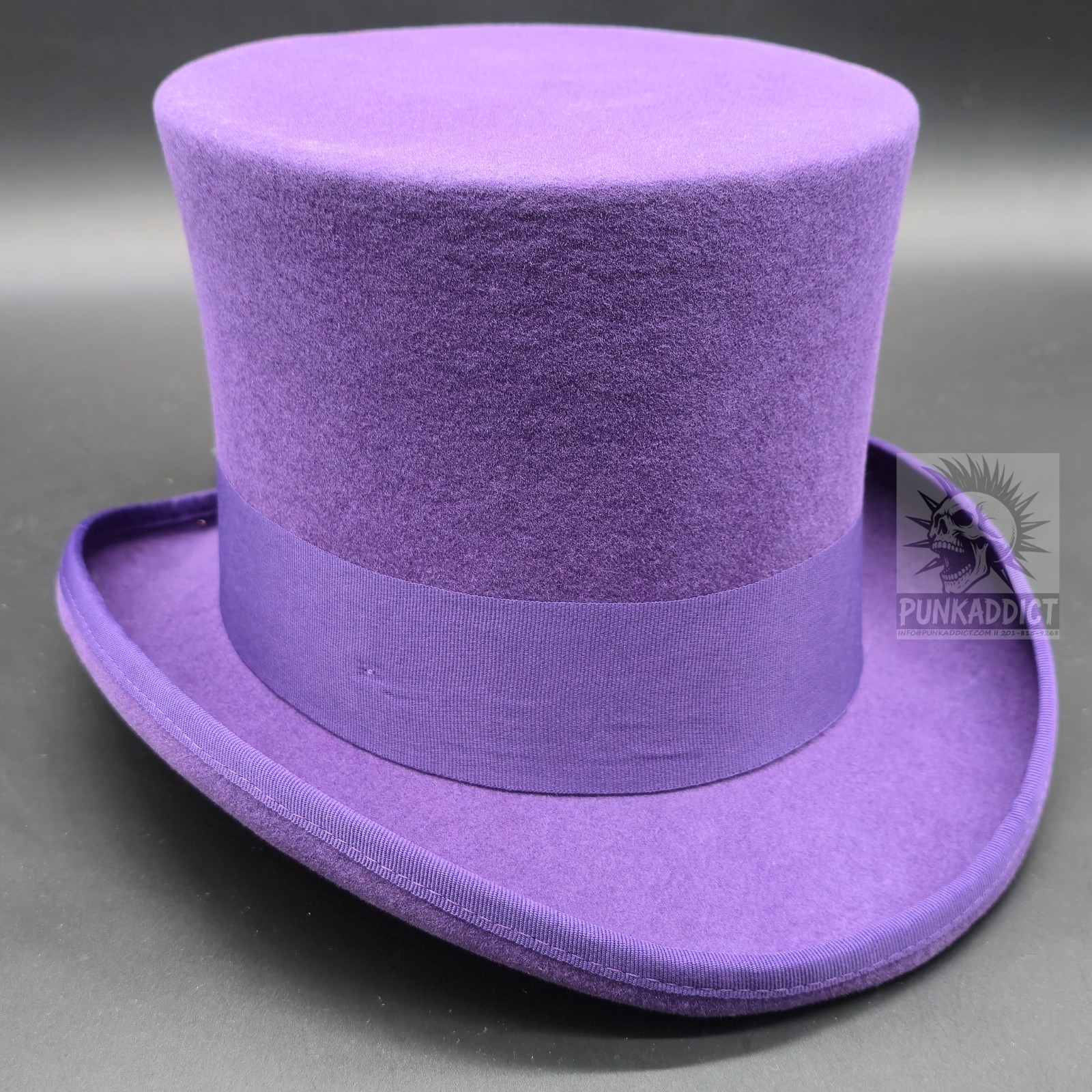 Black Top Hat Wool Felt Victorian Slash Mad Hatter Steampunk Rock Star USA
