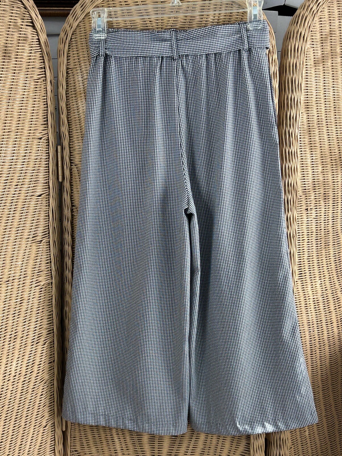forever 21 pants black white checkered medium wide leg cropped