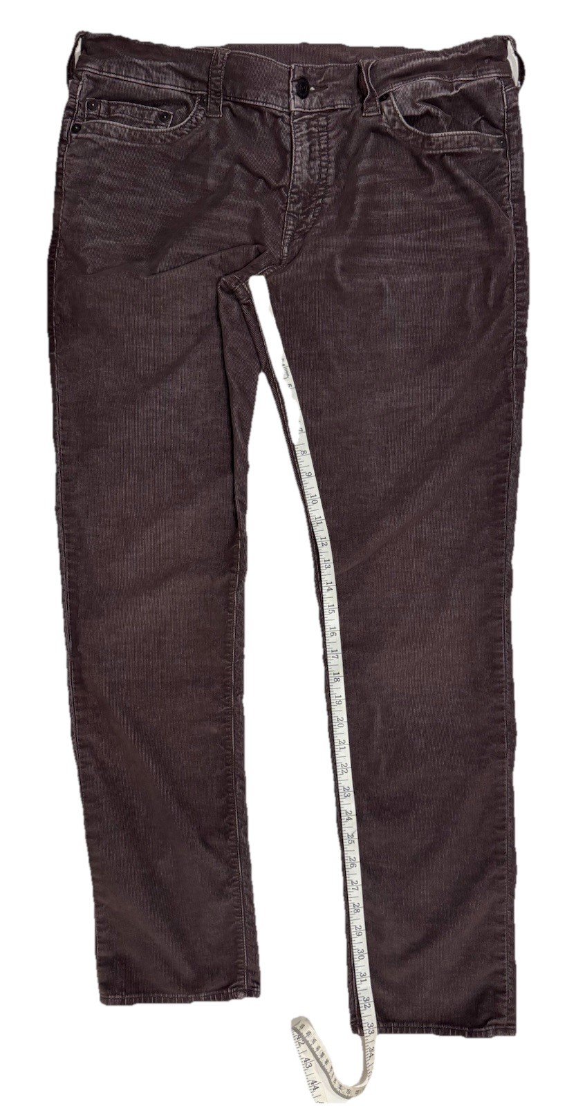 True Religion Geno Straight Corduroy Pants Mens 38×33 Maroon Distressed Y2K