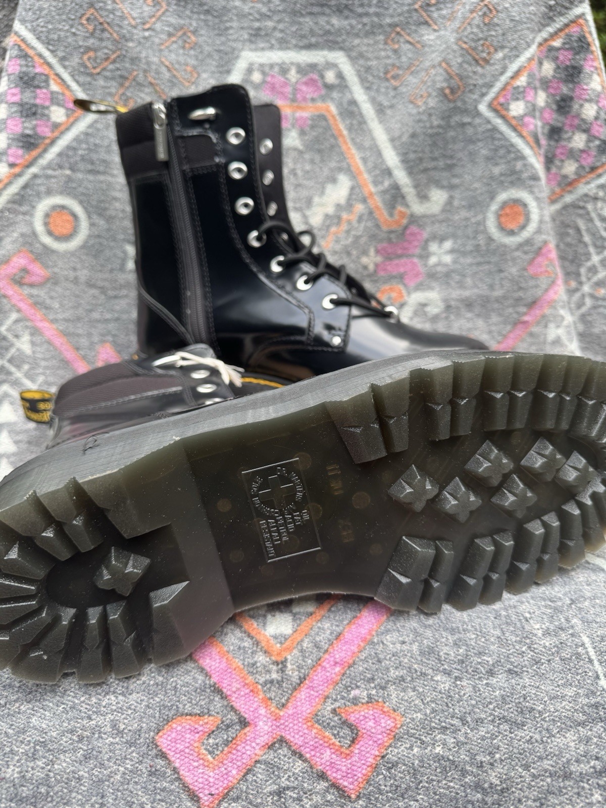 Dr. Martens Men’s Size 12 Platform Black Lace Up Combat Boot W Zipper Jadon II