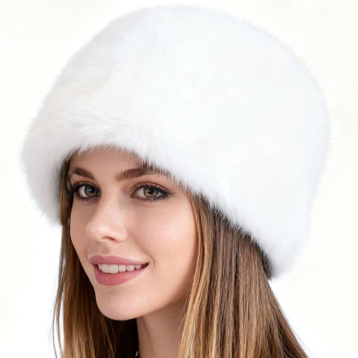 Women Faux Fur Bucket Hat Fishing Cap Fluffy Plush Winter Warm Cute Soft Solid