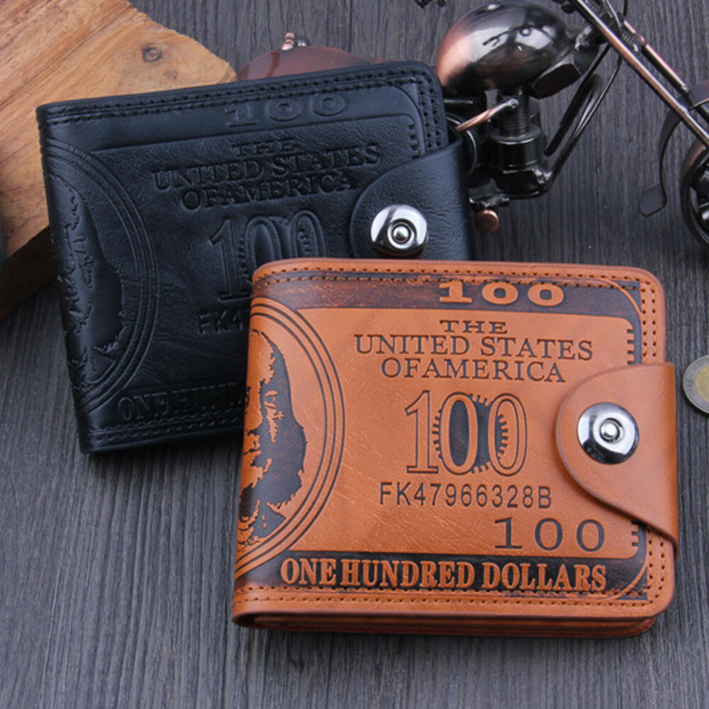 Mens Novelty US 100 Dollar Wallet Leather Bill Money Billfold Card Holder Purse
