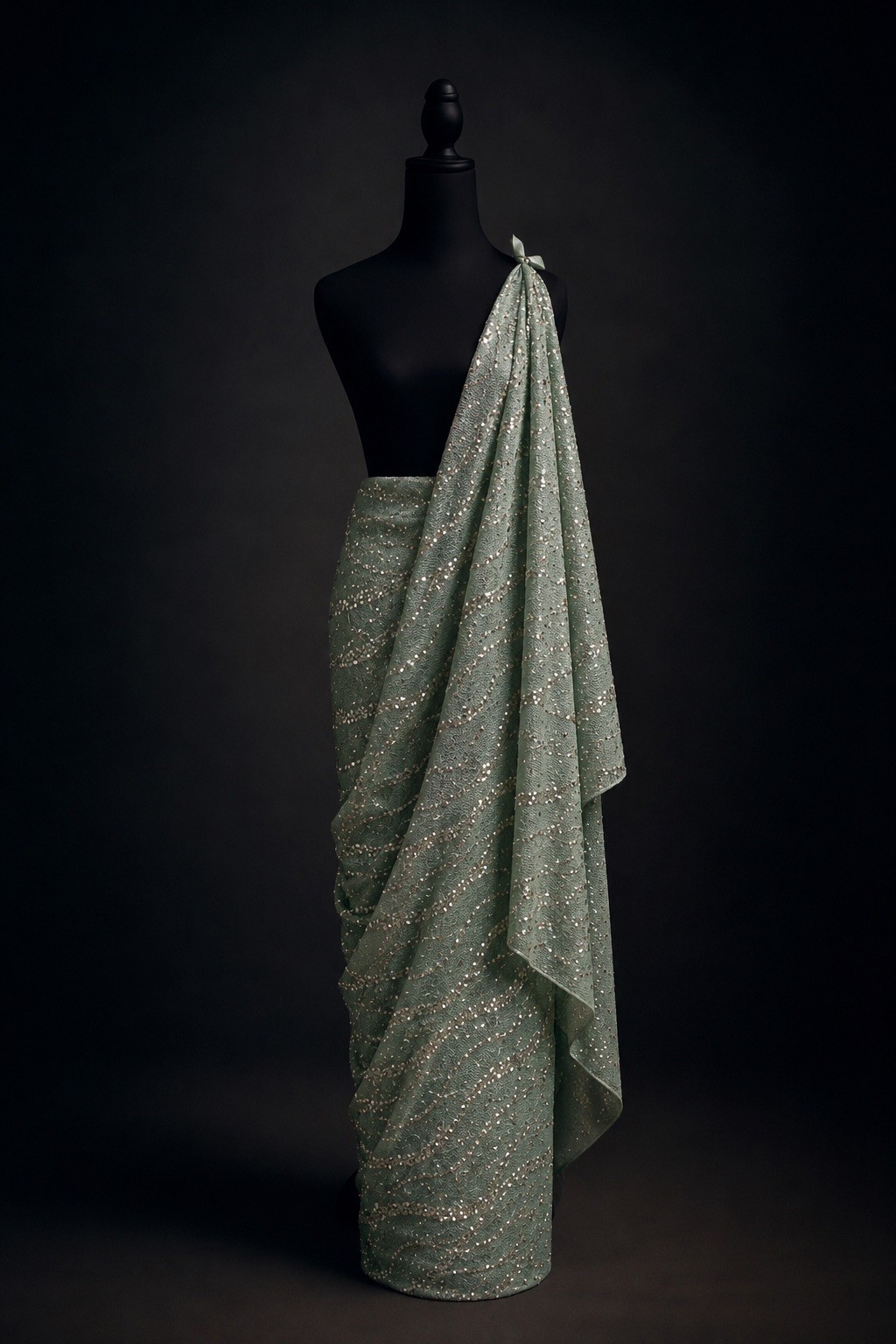 Luxury Green Umushanana/ Imvutano Fabric Set – Thick Premium Sequined Mesh