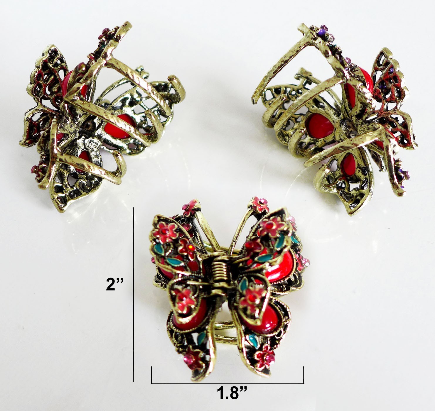 1 Pcs Woman Girl Metal Crystal Hair Vintage Butterfly Claw Clip Pin