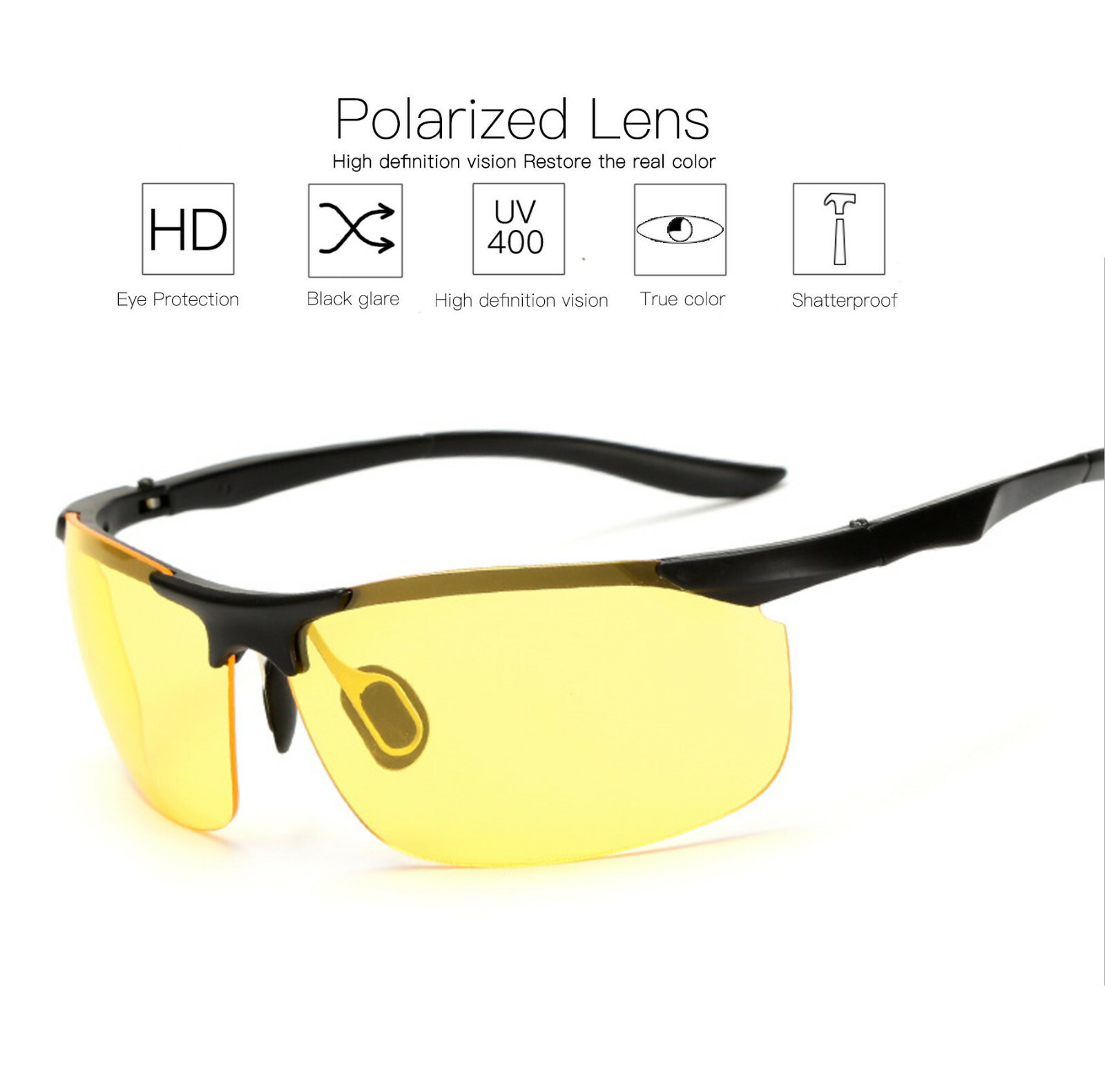 Tac Polarized HD Day & Night Vision Glasses Men Driving Sports Aviator Sunlasses