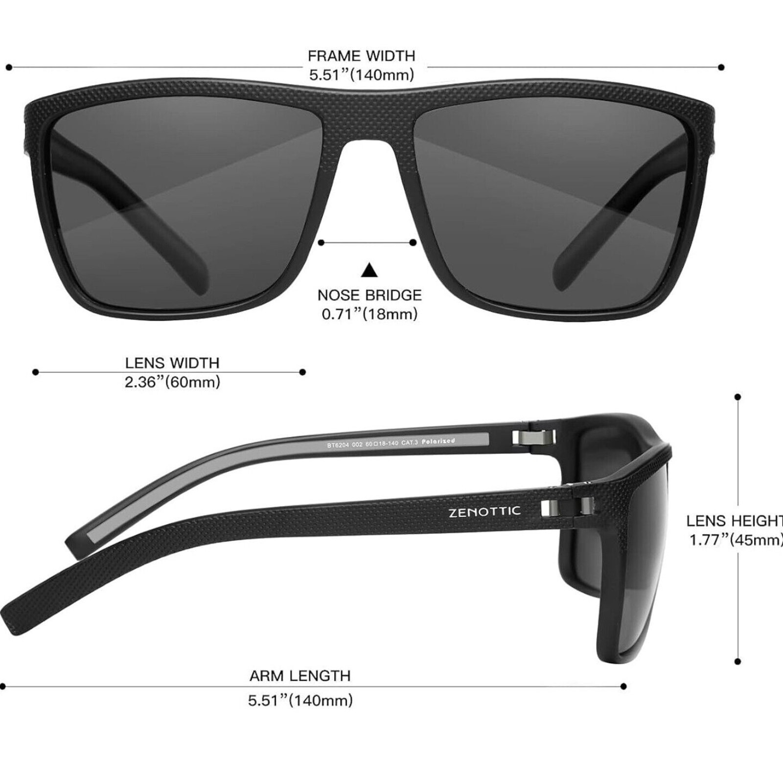 ZENOTTIC Polarized Sunglasses for Men Lightweight UV400 Square Sun Glasses