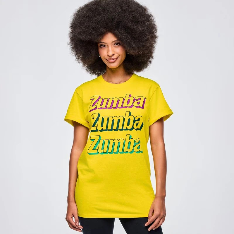 Apres Zumba Unisex Crew Neck Tee ~ Sunrays Yellow ~ XS/S M/L XL/XXL ~ New!