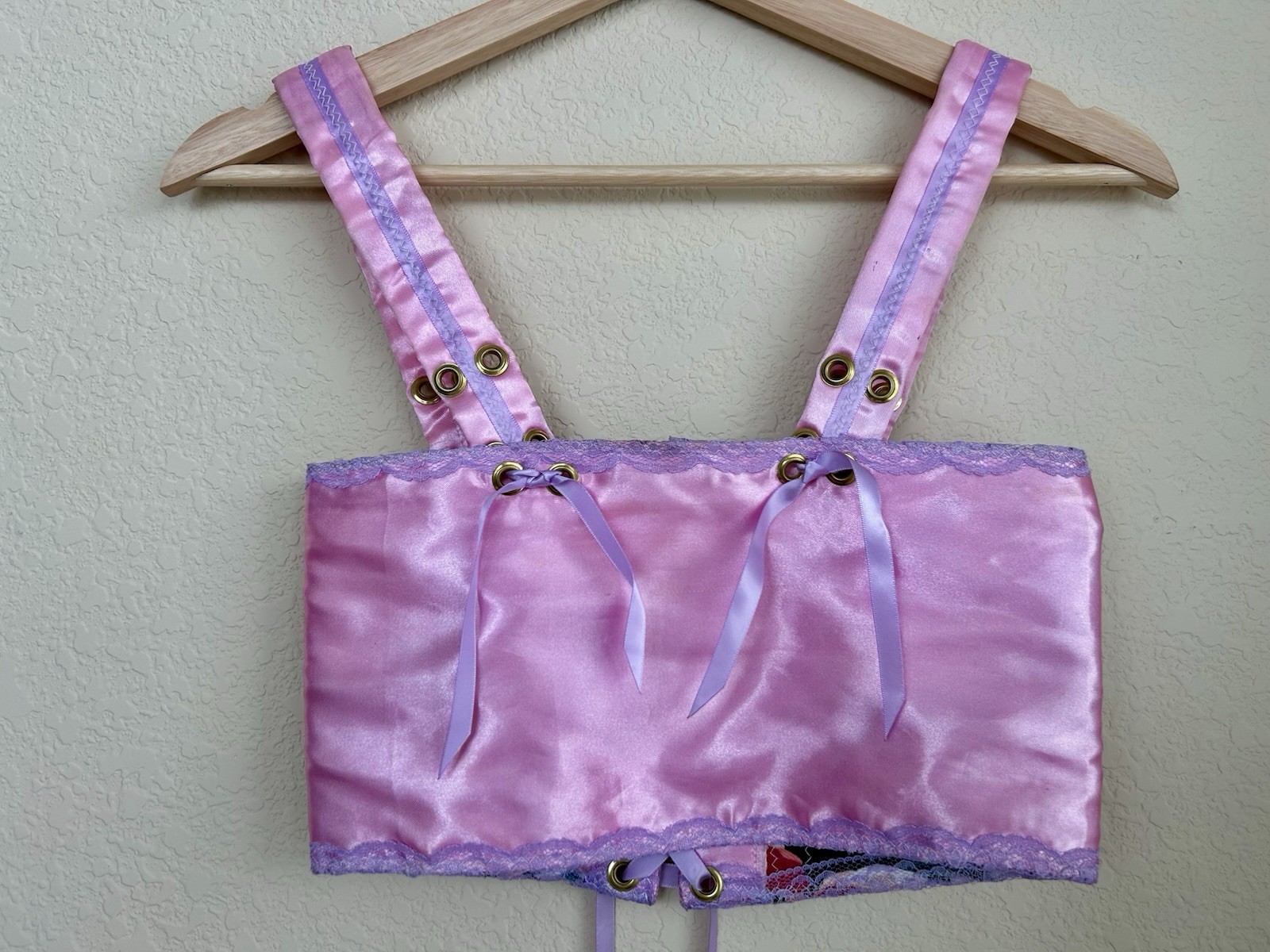Corset Bodice Pink Green Vintage Fabric The Frock Shoppe Hand Made Gypsy RARE