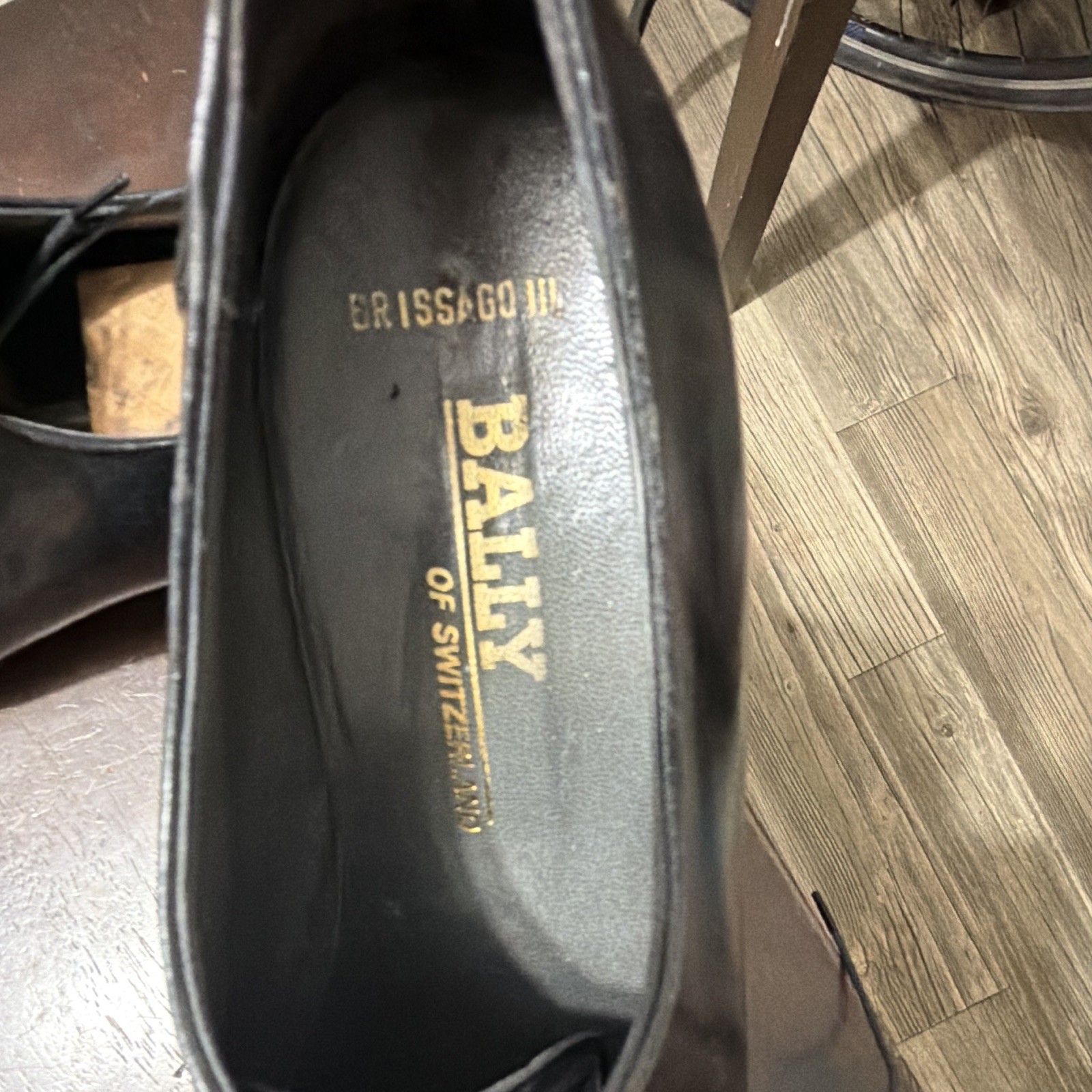 Bally Men’s Black Leather Oxford Dress Shoes Lace-Up Almond Toe US 11 D