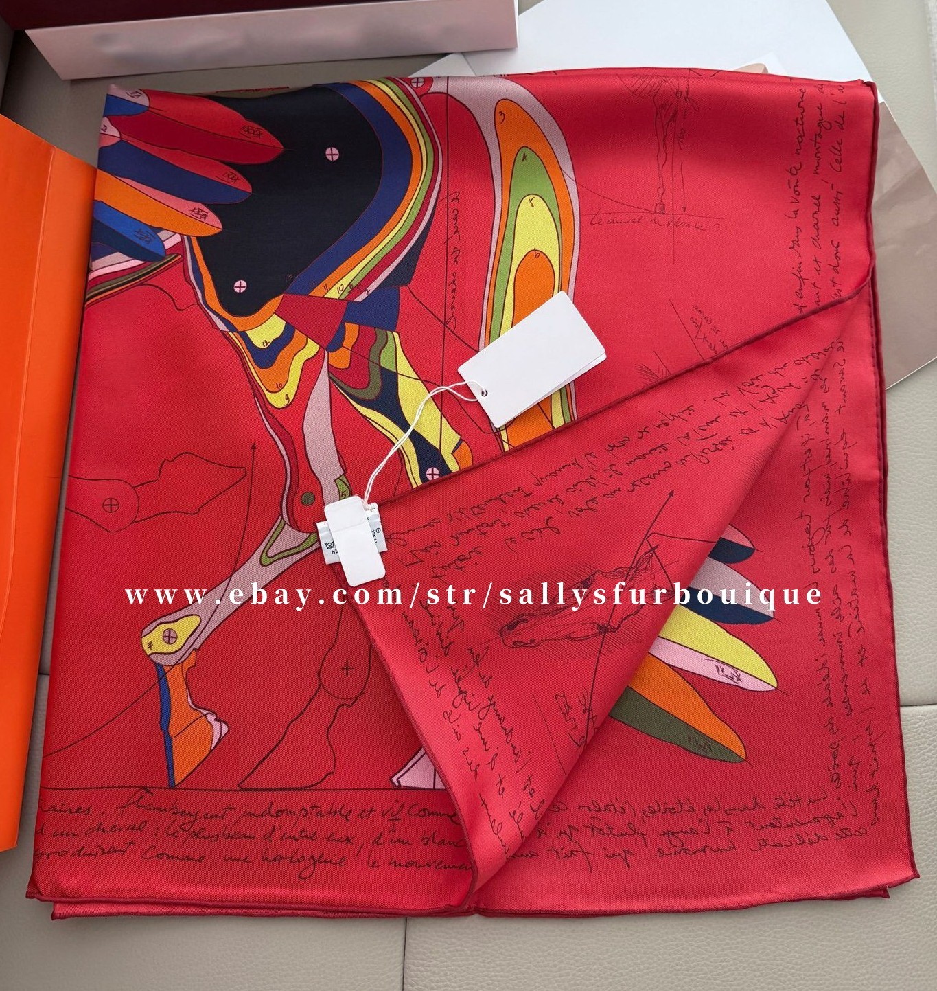 2026 Sallys 18 Momme Twill Silk Wrap Scarf Fly Horse Print Double Face Shawl 35″