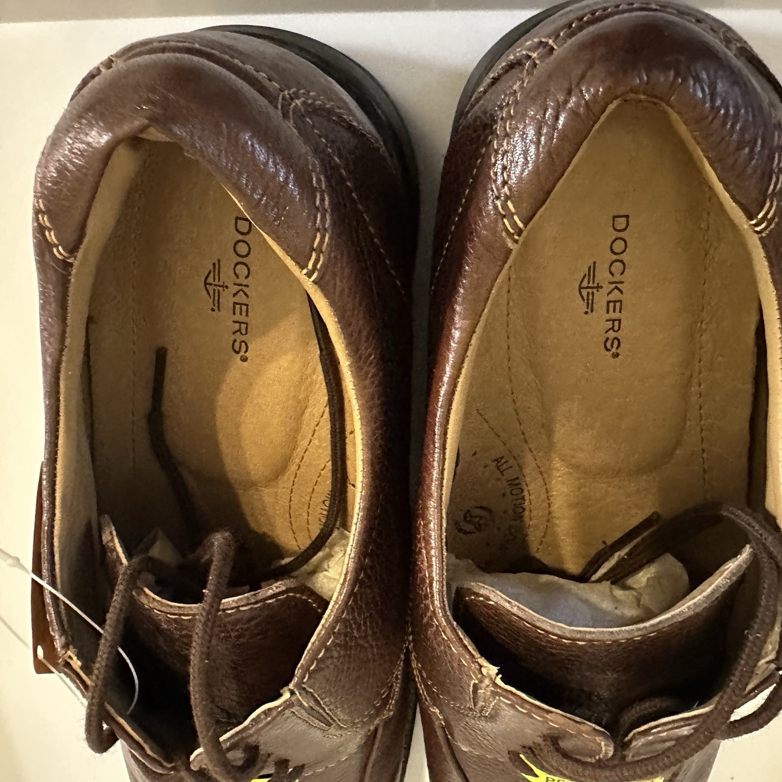 Dockers All Motions Men Brown Leather Shoes Lace Up Pro Style 12 New USA Seller