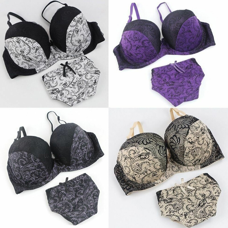 UK Ladies Sexy-Lingerie and Thong set Push Up Bra+Panties Set Bralette Brassiere