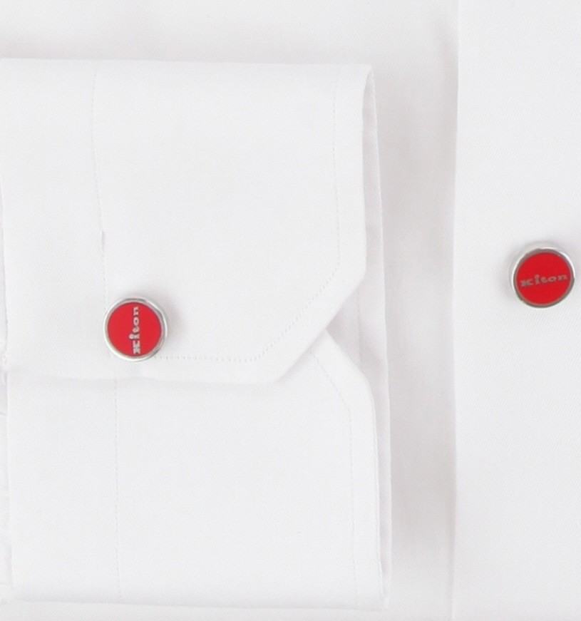 $800 Kiton White Solid Cotton Shirt – Slim – (KT821252)