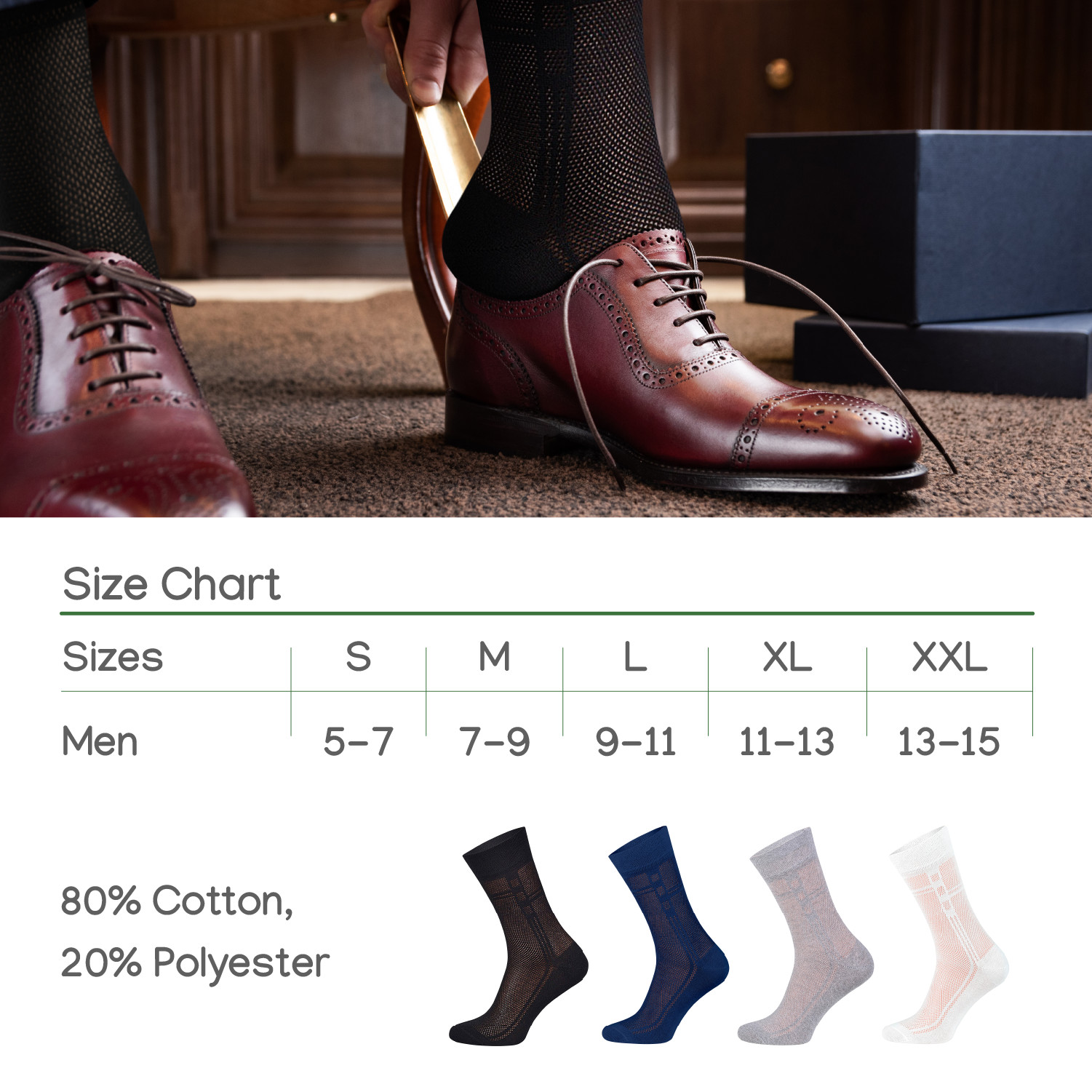 Duna Mens Black Dress Socks Ultra Thin Breathable Cotton Lightweight Socks 5 pcs