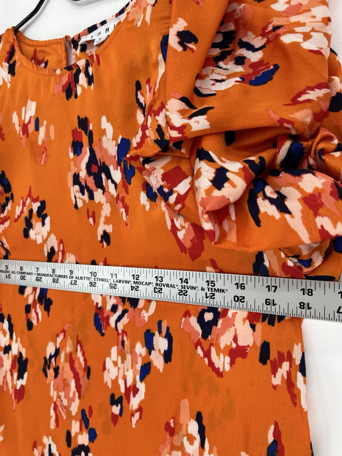 THML NWT Orange Floral Ruffle Sleeve Blouse Womens Small Statement Top
