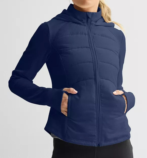 Tek Gear Women’s Navy Hooded Mixed-Media Jacket (WT5FV202RS) Sizes S/M/L/XL/XXL