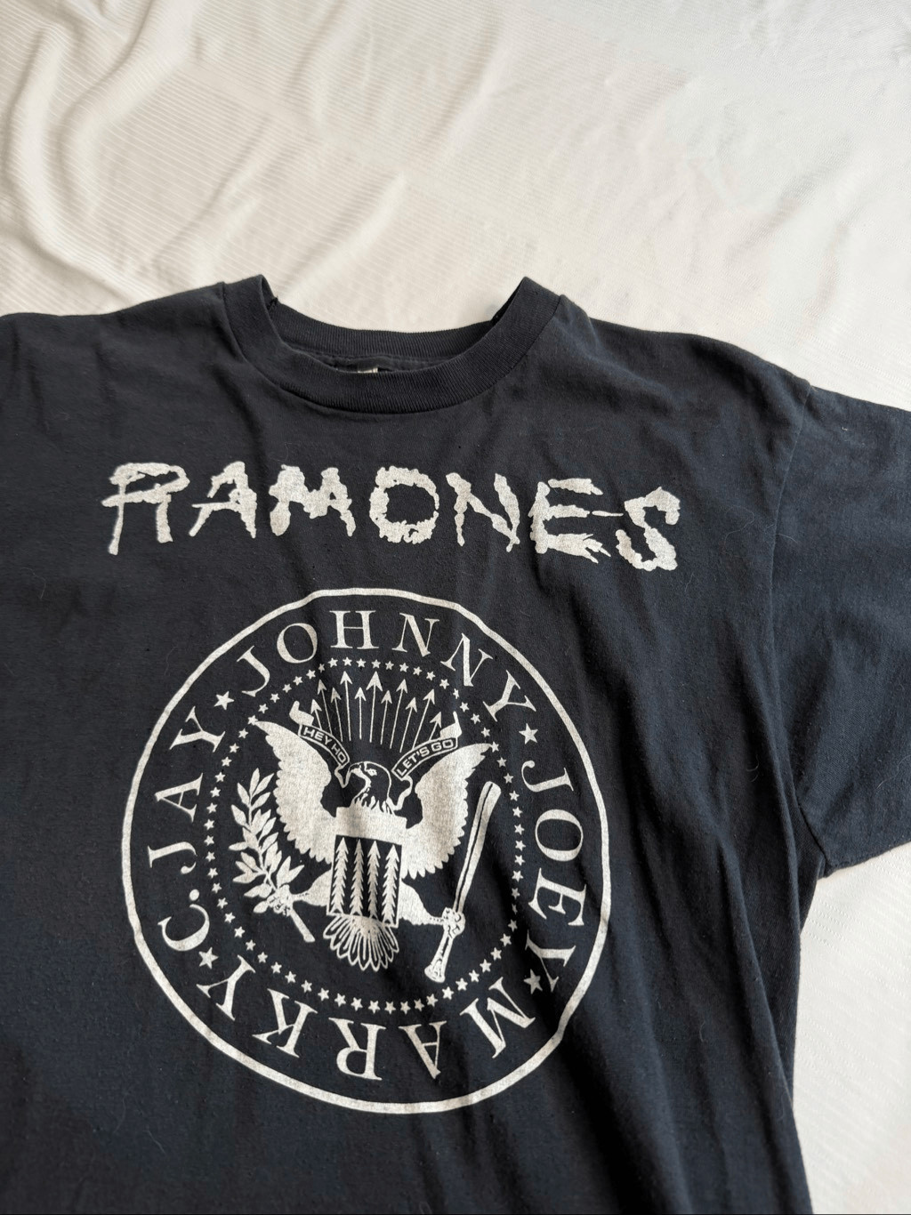Rare 1980s Ramones Logo Screen Stars T-Shirt Richie Ramone Faded Black Large