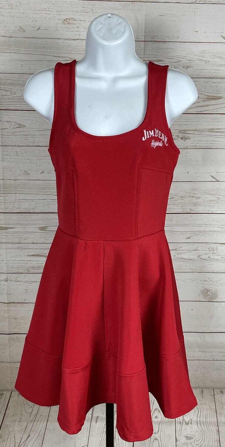 Jim Beam High Ball Cocktail Waitress Dress Womens Large Red Bartender New ST181