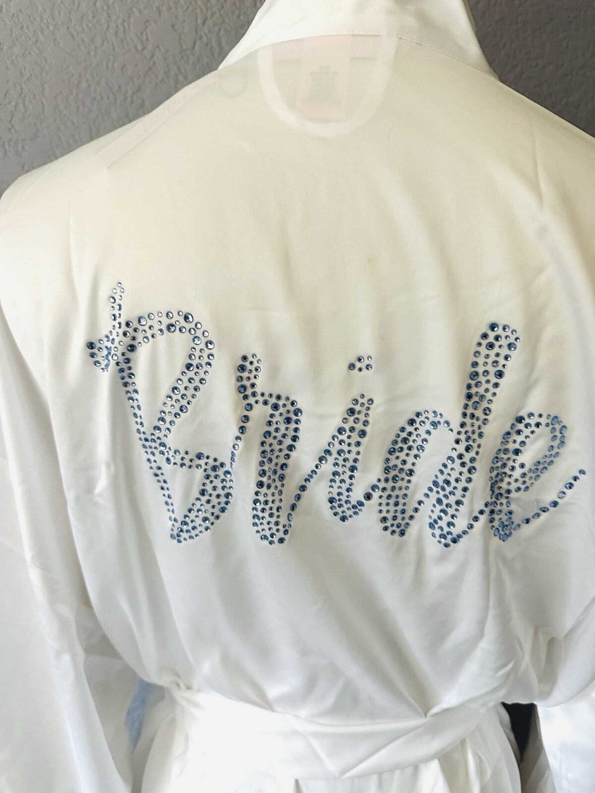 NWT Victoria Secret Robe Bride Bridal Collection One Size White Blue Satin Feel
