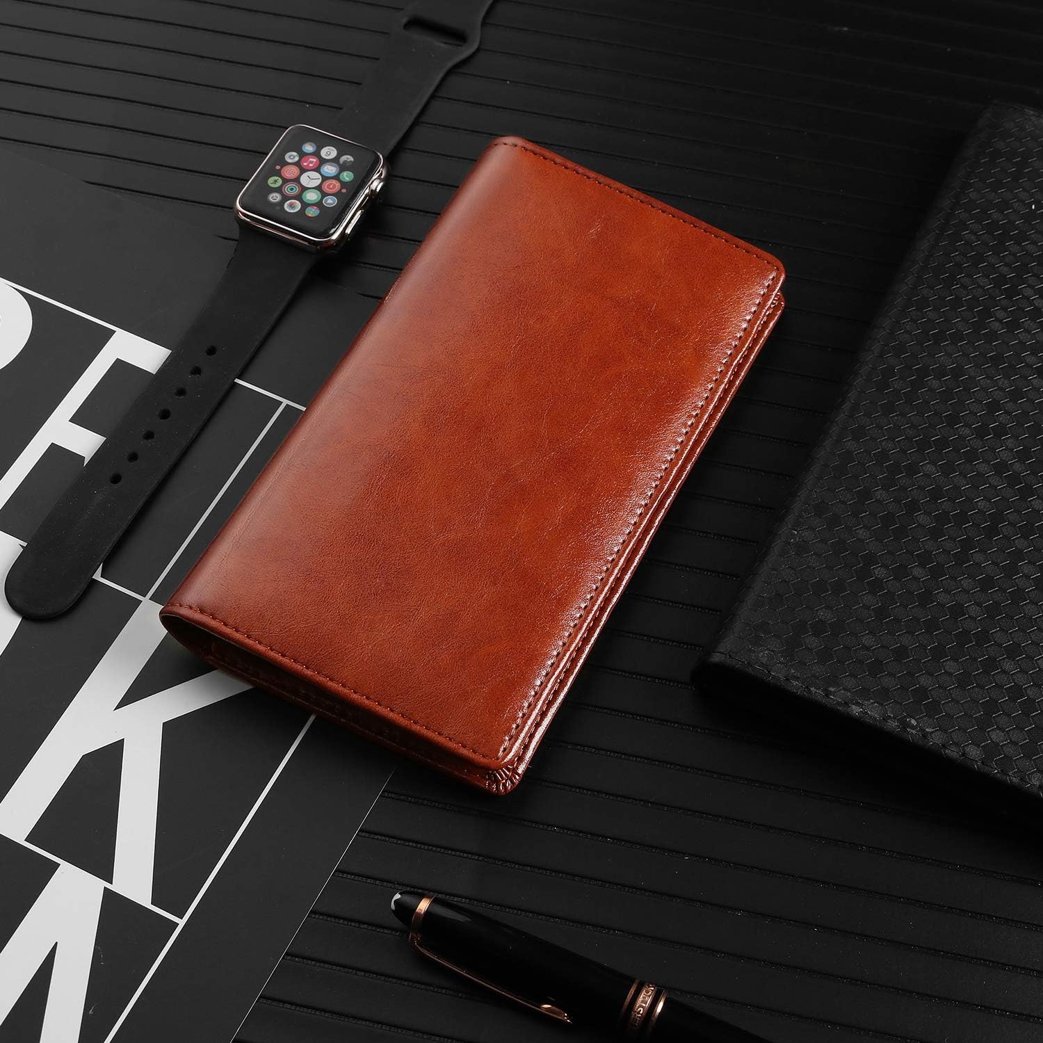 GNEGNI PU Leather Checkbook Cover for Men and Women, Slim Standard Check Regi…