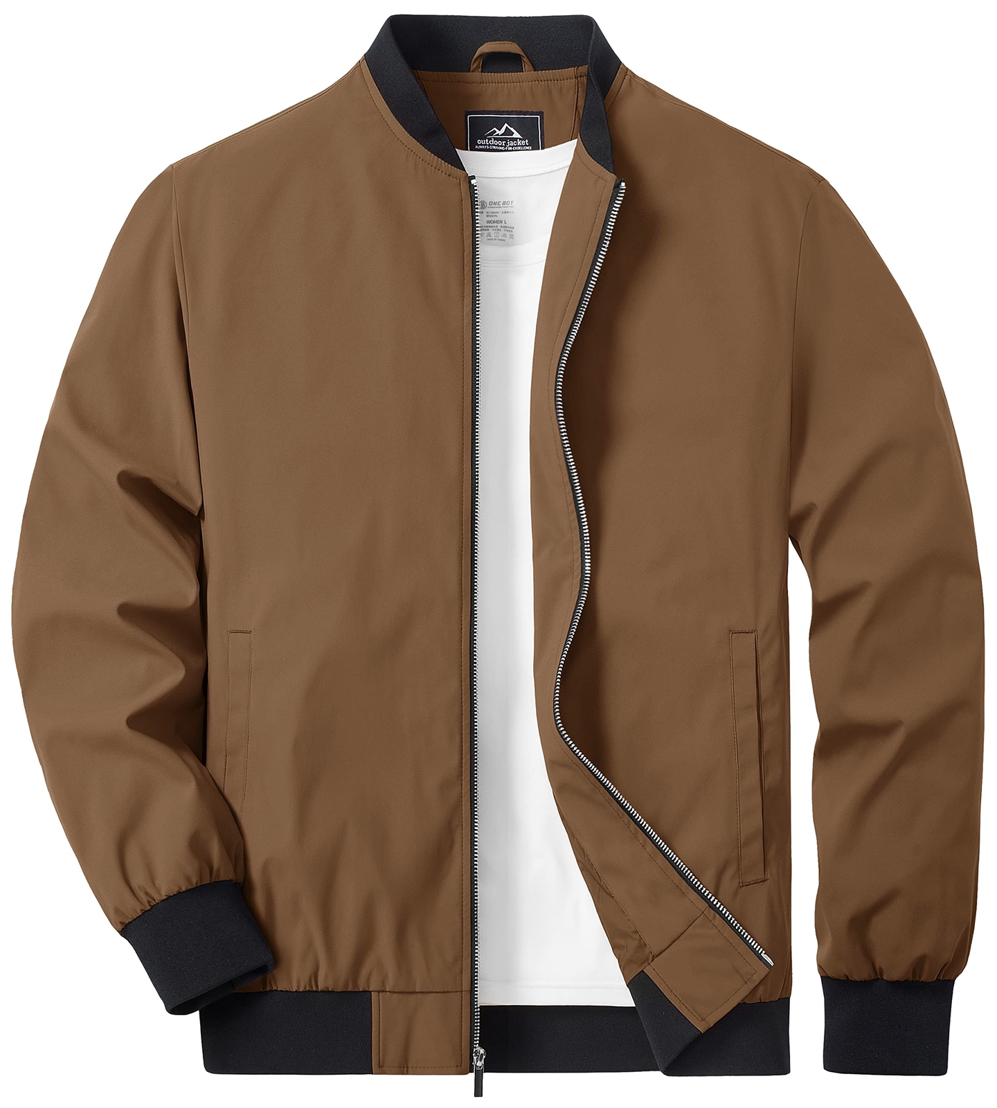 Men’s Spring Fall Thin Bomber Jacket Full-Zip Sportswear Lightweight Casual Coat