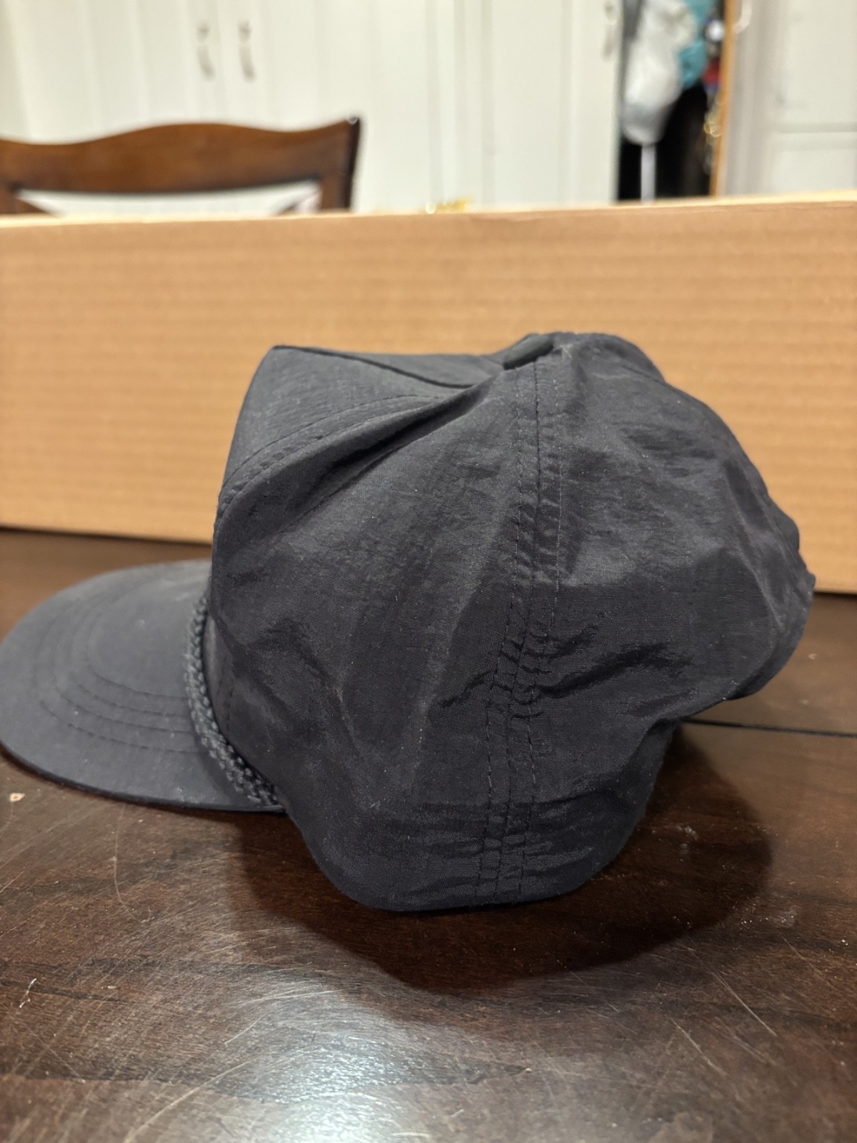 Vintage 80s 90s Snapback Rope Trucker Hat Cap Black Solid Blank NEW Never Worn
