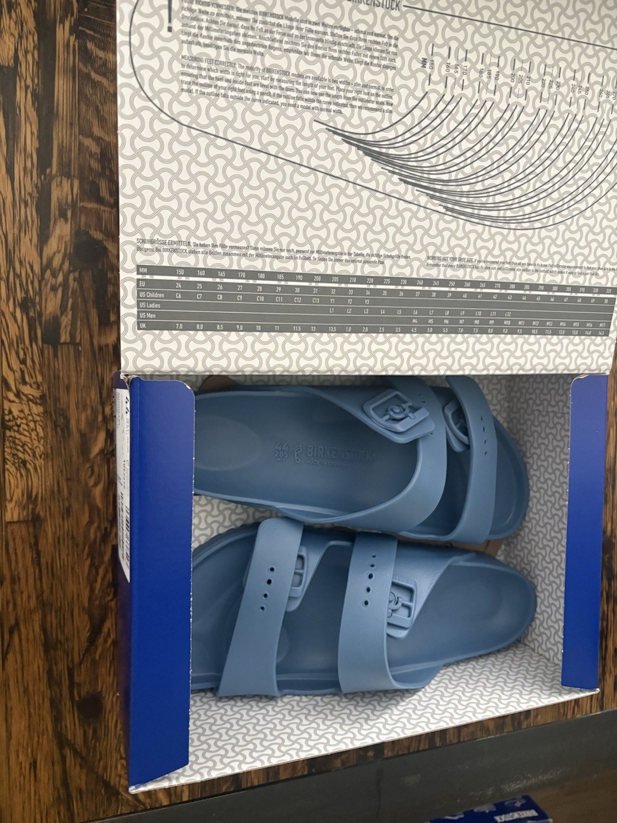 Birkenstock Arizona EVA Blue 2-Strap Adjustable Buckle Slide Sandals EU 44 US 11
