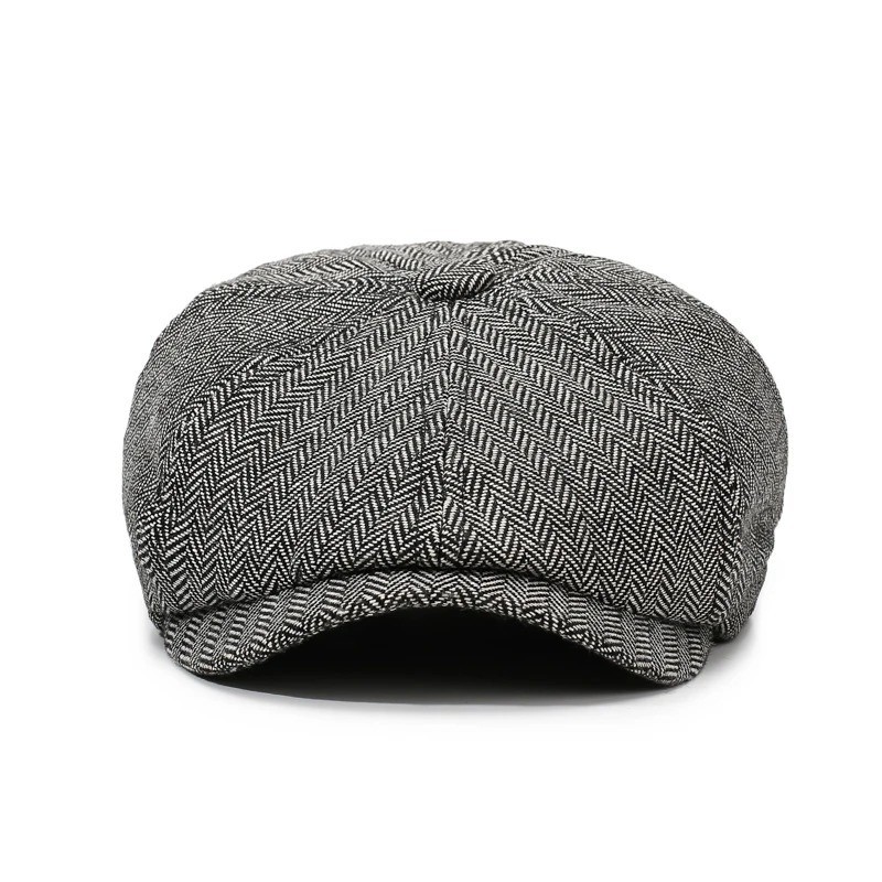 Newsboy Hat Flat Cap Driver Herringbone Tweed Plain Wool Baker Boy Classic Golf