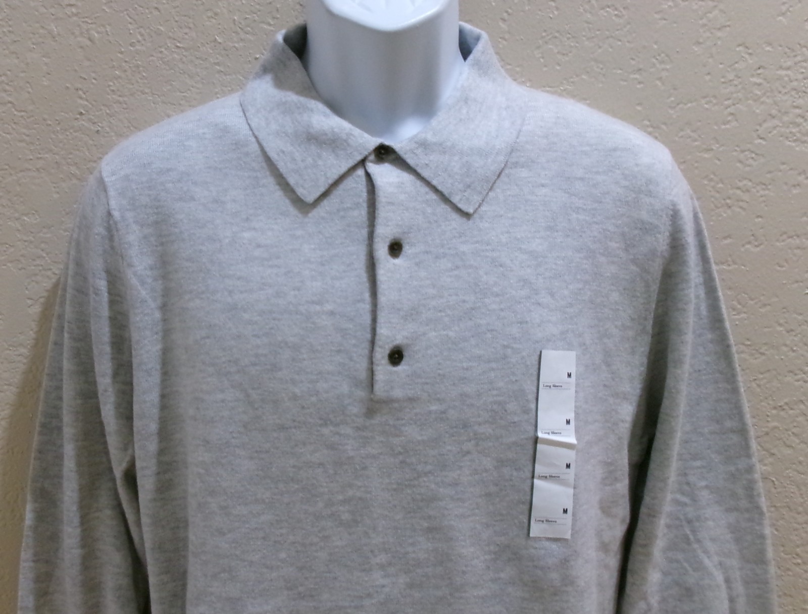 Polo Sweater Soft Light Cotton blend Sage/Cream/Heather gray/Blue Goodfellow