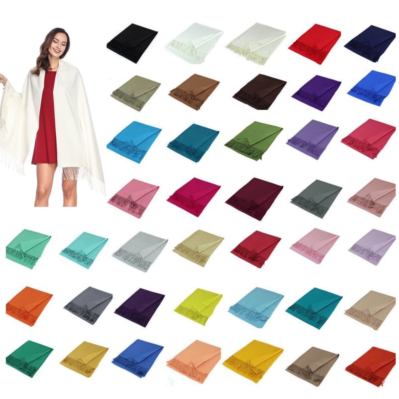 Solid Pashmina Silky Cashmere Feel Shawl Scarf Wrap -perfect party favor-66color