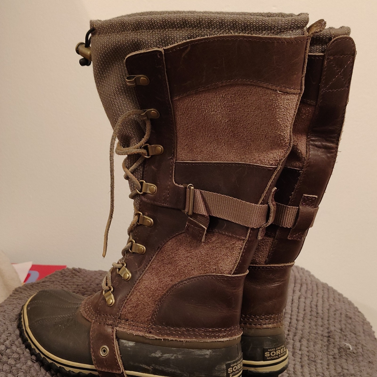 Sorel Conquest Carly Lace-Up Lined Knee-High Snow Boots Brown US 8 EU 39