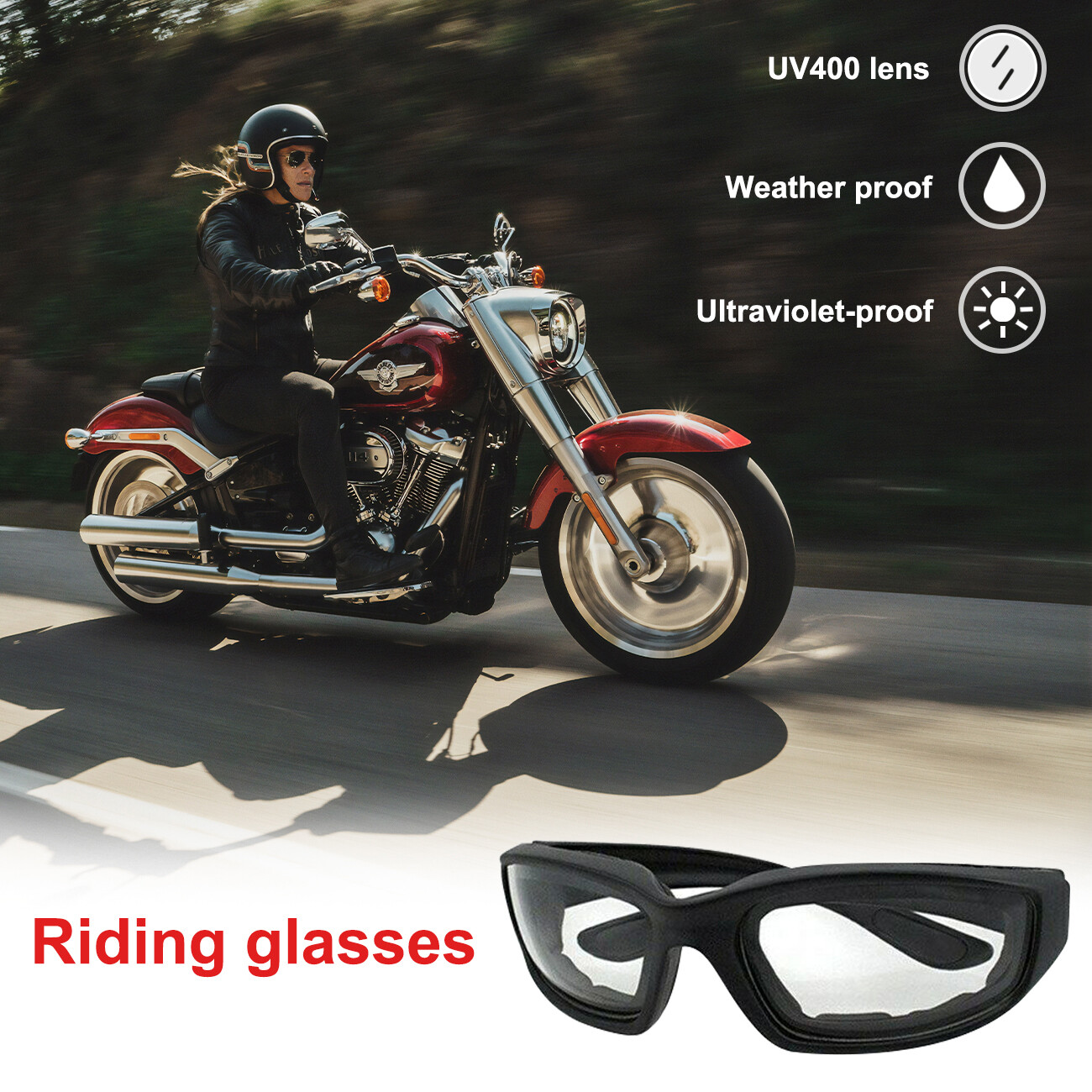 Motorcycle Riding Sunglasses Eye Goggles Bike Glasses Outdoor UV400 Clear Lens