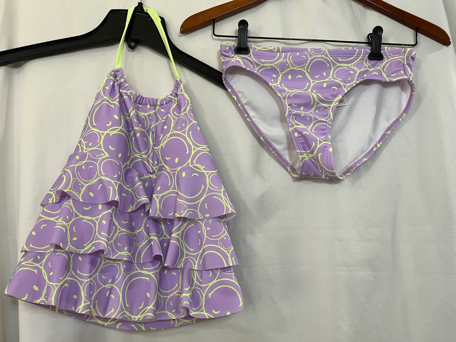 Justice Girls 2 piece Emoji Ruffle Halter Tankini Swimsuit Many size New