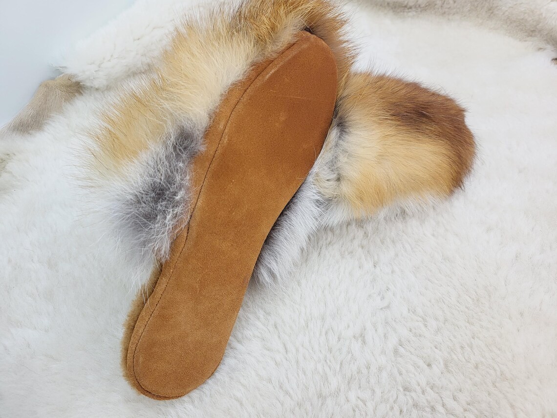 Red Fox Fur Slippers for Women, Genuine Fur Home Shoes, Gift for women