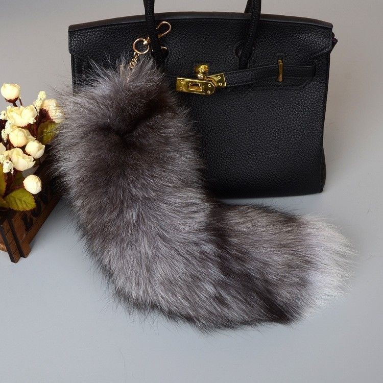 Wholesale 2/5/10pcs-16″-18″ Real Fox Fur Tail Bag Charm Pendant Cosplay Toys