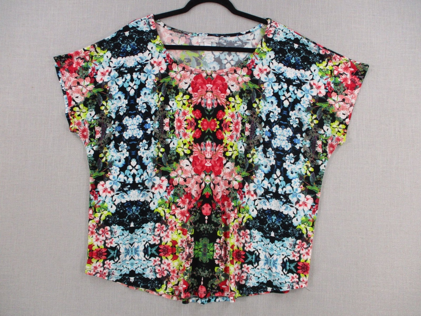 Dressbarn Womens Floral Print Top 2X Polyester Spandex Blend Made In USA