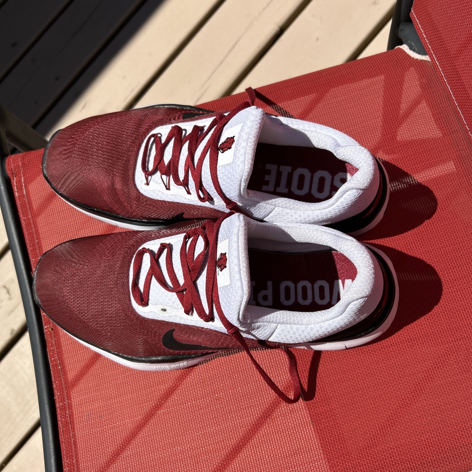 Arkansas Razorbacks Nike Free Trainer V7 Week Zero 12.5 needs eyelet fixed.