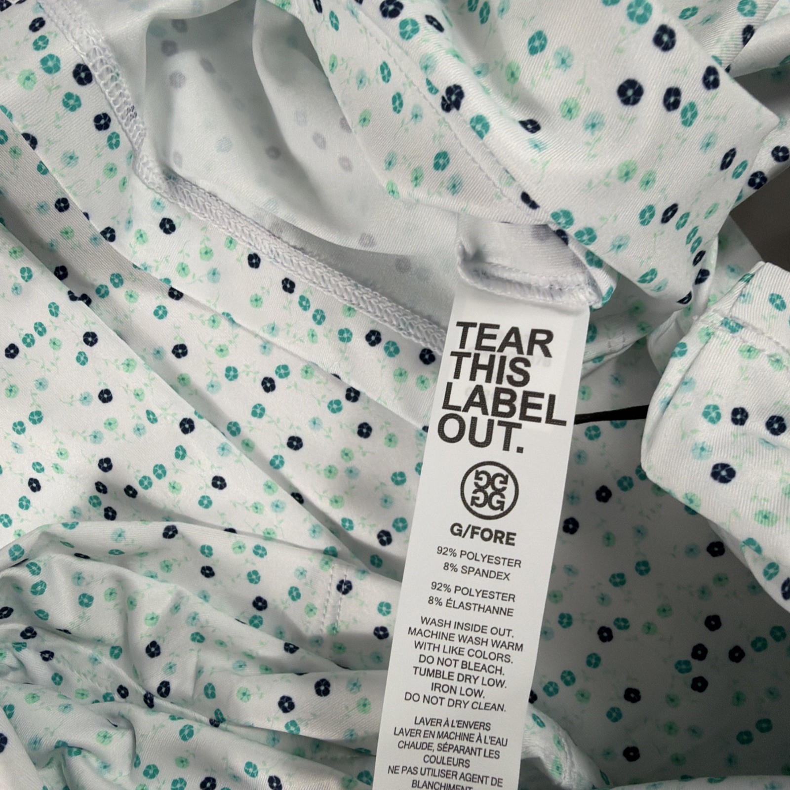 G/Fore G4 Golf Shirt Polo Chest Logo Floral Print Large Siren NWT MSRP $120