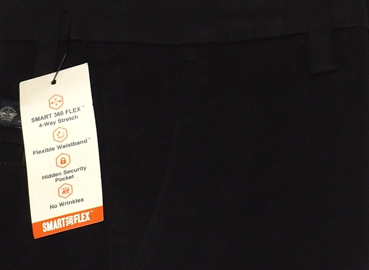 DOCKERS Workday Khaki Slim Fit Pants 360 4 Way Stretch Flexible Waistband Black