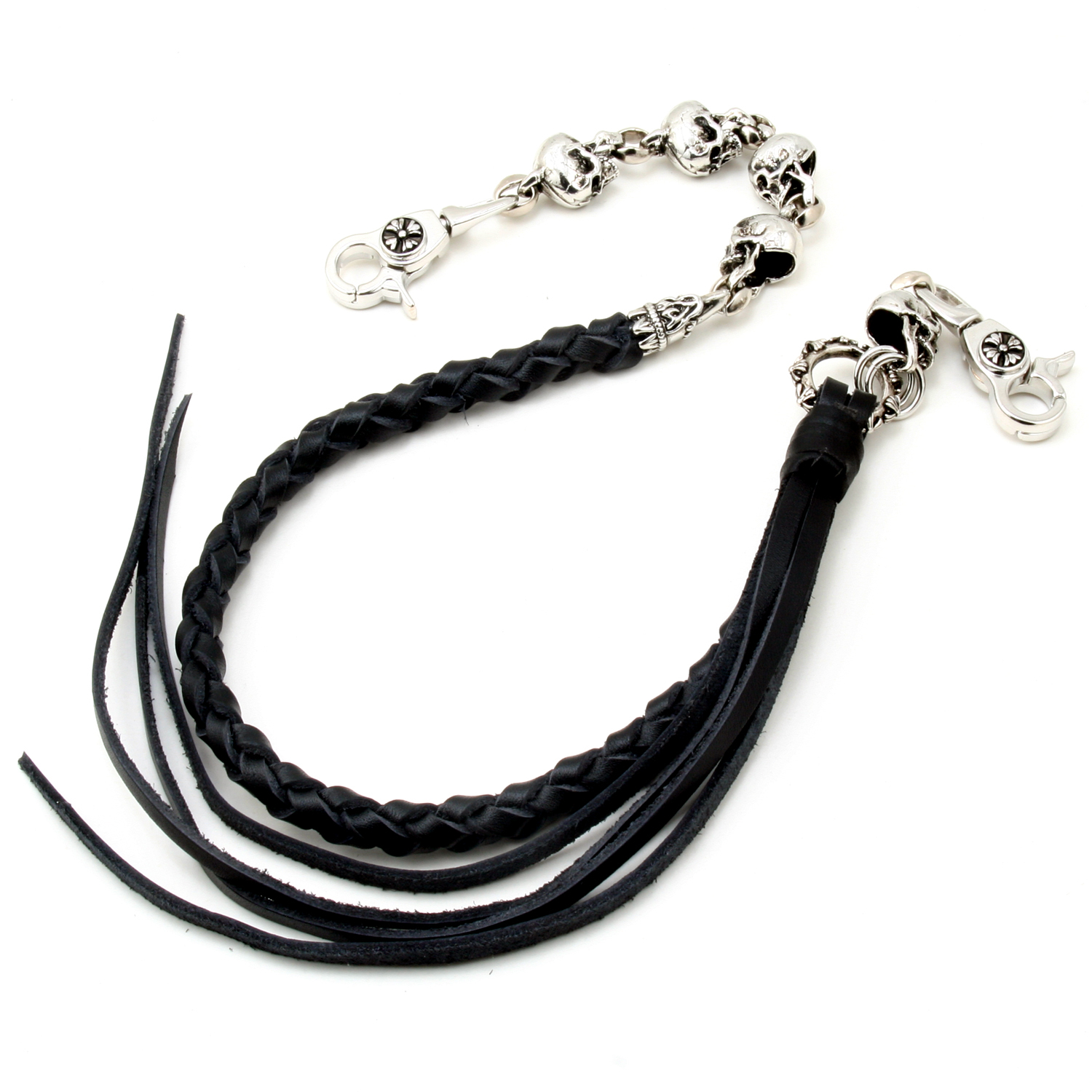 DK Skull Leather Biker Trucker Key Jean Wallet Chain (25″/4.8oz) Black SCS19