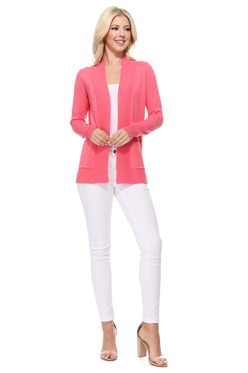 Yemak Women’s Long Sleeve Open Front Knit Sweater Cardigan Shrug with Pocket