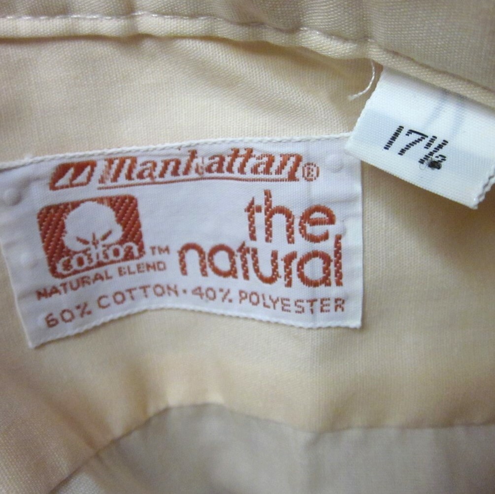 MANHATTAN button-down dress shirt 1970s rockabilly 17.5 polyester Natural Blend