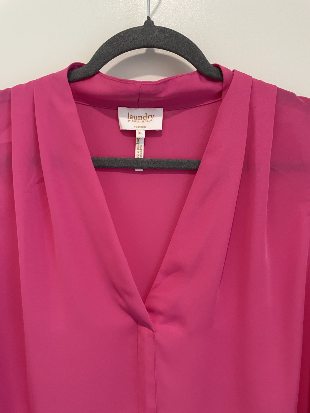 Laundry Shelli Segal XL Pink Sleeveless Chiffon Blouse Hi Low V Neck