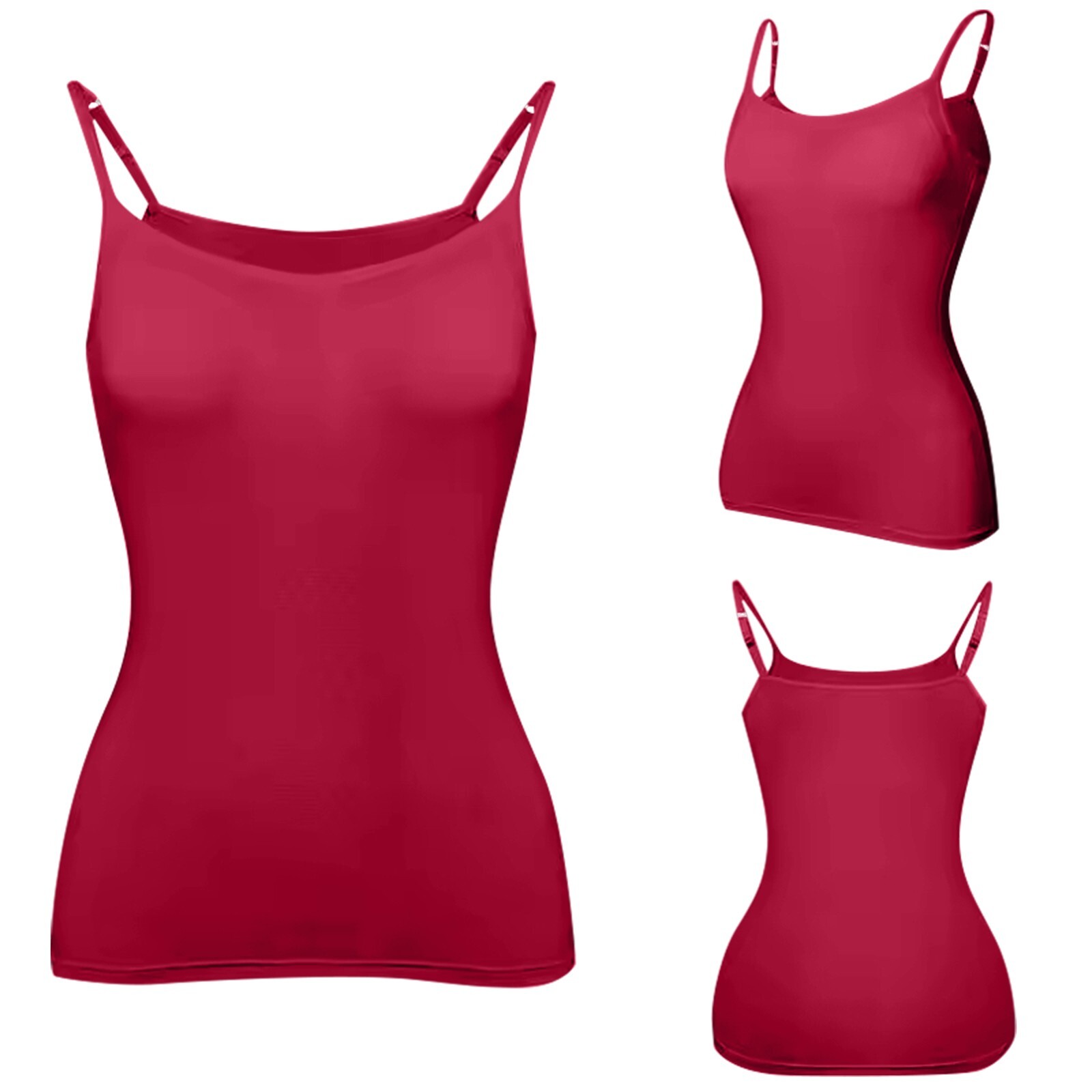 Womens Fit Camisole with Built in Bra Adjustable Spaghetti Straps Camis Tank Top