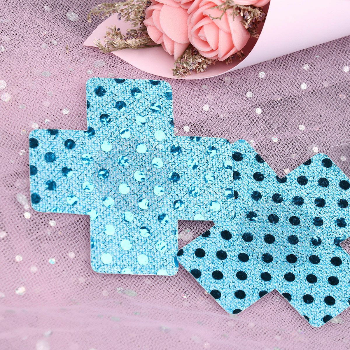 4 Pair Assorted Shape Self-Adhesive Sexy Satin Nipple Cover Pasties Disposable
