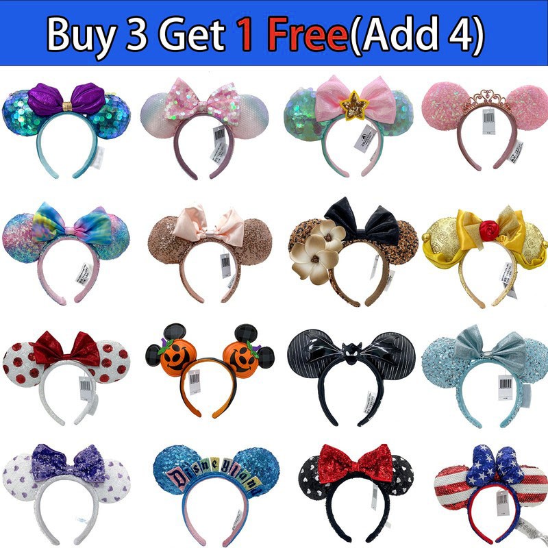 Disney-Park 222+ Styles Sequin Minnie Mouse Ears Headbands Mickey Ears Headband