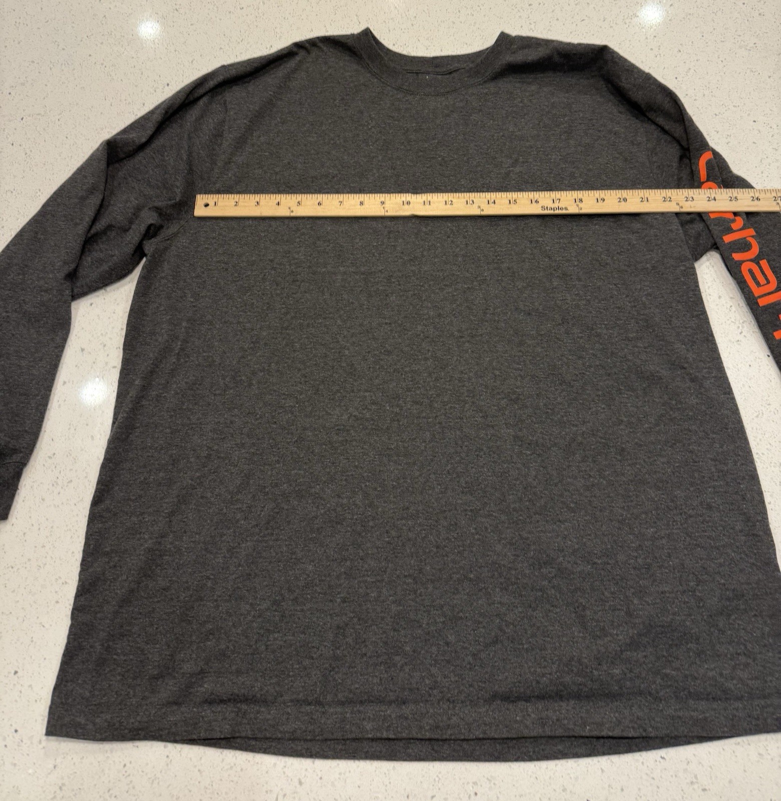 Carhartt Loose Fit Long Sleeve Shirt Mens 2XL Charcoal Grey Orange Crew Neck