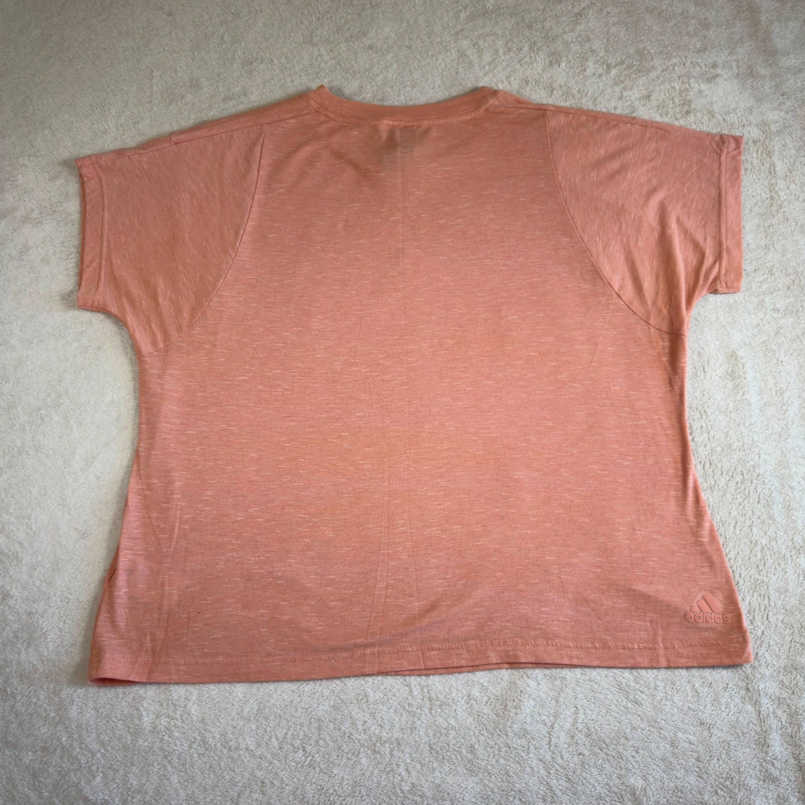 Adidas Womens 2X Pink Heather Logo T Shirt Crew Neck Short Sleeve Casual Top